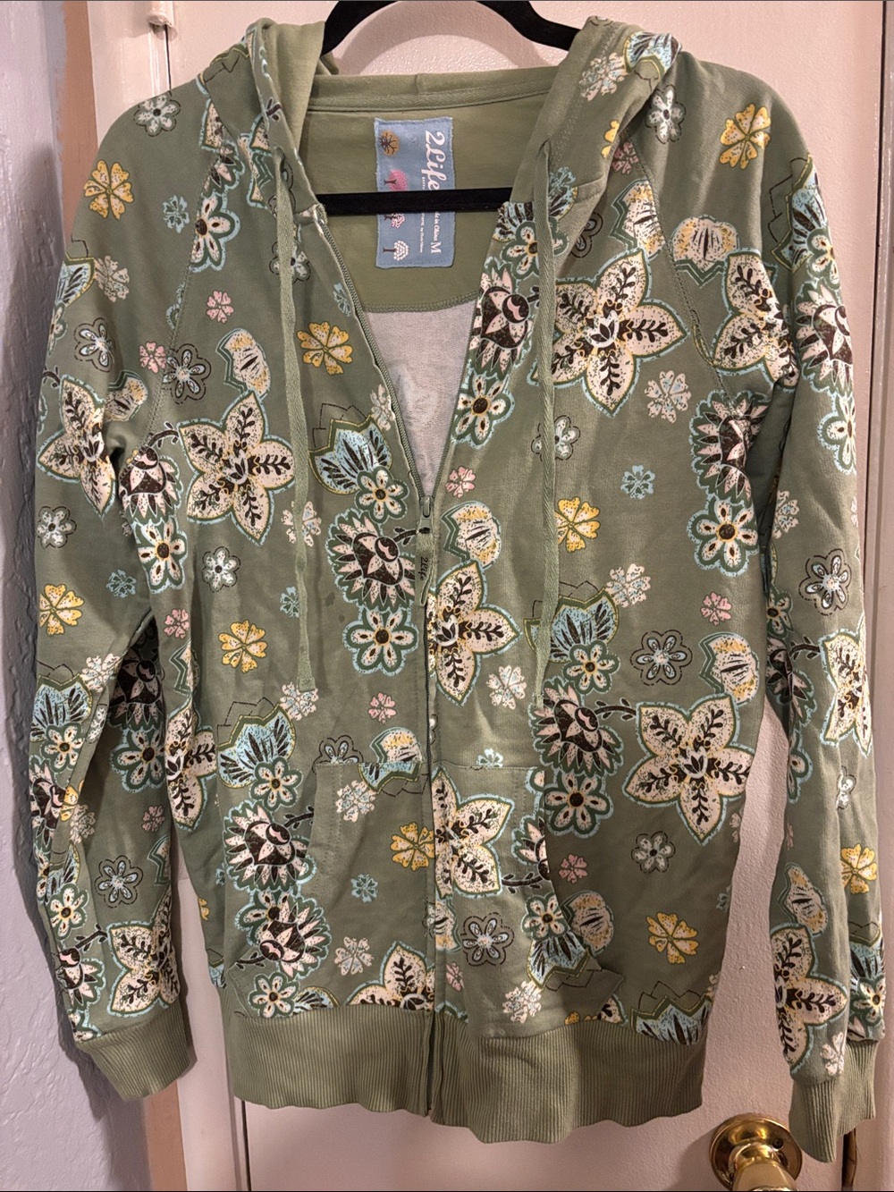 Flora Nikrooz Olive Green Floral Zip Hoodie